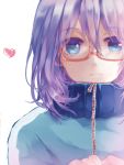  1boy ayase_koyuki blue_hair glasses kokuhaku_jikkou_iinkai kokuhaku_rival_sengen_(vocaloid) long_hair miko_(s1748s) solo track_jacket trap violet_eyes vocaloid 