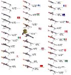  absurdres american_flag chart dp-28 gun highres japanese_flag machine_gun mg34 mg42 no_humans original rpd stalingrad_cowboy tagme type_96 type_99_light_machine_gun weapon weapon_request 