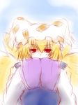  1girl blonde_hair cal_can fox_tail hat highres multiple_tails red_eyes short_hair solo tail touhou yakumo_ran 