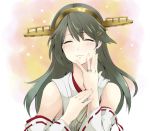  1girl black_hair blush closed_eyes detached_sleeves hairband happy_tears haruna_(kantai_collection) japanese_clothes jewelry kantai_collection long_hair neko_nami83 nontraditional_miko ring smile solo tears wedding_ring wide_sleeves 