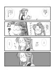  ahoge comic female_admiral_(kantai_collection) kantai_collection long_hair monochrome ponytail translation_request yagisaka_seto 