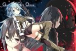  2boys 2girls asada_shino ass black_eyes black_hair blue_eyes blue_hair bow death_gun dual_persona fingerless_gloves glasses gloves gun hair_bow hair_ornament hair_ribbon hairclip holding kirito kirito_(sao-ggo) long_hair looking_back multiple_boys multiple_girls petals ribbon rifle rimless_glasses shinon_(sao) short_hair sky_(freedom) sniper_rifle sword_art_online weapon 