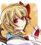  alternate_hairstyle altronage blood blood_bag braid flandre_scarlet pointy_ears school_uniform serafuku solo touhou 