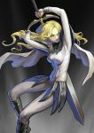  1girl blonde_hair breasts claymore grey_eyes long_hair skin_tight solo sword teresa weapon yinanhuanle 