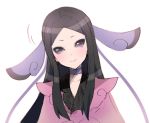  1girl akira_(natsumemo) black_eyes black_hair blush choker furisode hair_ornament japanese_clothes kimono long_hair mache_(pokemon) pokemon pokemon_(game) pokemon_xy solo 