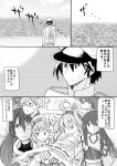  &gt;:d 1boy 6+girls :d admiral_(kantai_collection) ahoge akagi_(kantai_collection) arrow bow_(weapon) comic commentary_request hairband haruna_(kantai_collection) hat headgear hiei_(kantai_collection) horizon ichiei kaga_(kantai_collection) kantai_collection kirishima_(kantai_collection) kongou_(kantai_collection) long_hair military military_uniform monochrome multiple_girls muneate nagato_(kantai_collection) naval_uniform nontraditional_miko ocean open_mouth peaked_cap short_hair side_ponytail sky smile tagme translation_request uniform weapon 