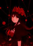 1girl akemi_homura black_hair crying crying_with_eyes_open dress flower funeral_dress hair_flower hair_ornament long_hair looking_at_viewer mahou_shoujo_madoka_magica mahou_shoujo_madoka_magica_movie red_eyes solo spider_lily spoilers tears 