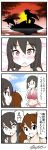  4koma azumanga_daioh comic dolphin highres kantai_collection kirishima_(kantai_collection) long_hair multiple_girls nagato_(kantai_collection) ryuujou_(kantai_collection) short_hair swimsuit translation_request yamato_nadeshiko 