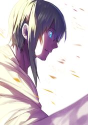  blonde_hair blue_eyes earrings erubo glowing glowing_eyes jewelry original 