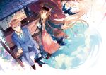  1boy 1girl :d kirero long_hair looking_at_viewer open_mouth oriental_umbrella original smile tagme umbrella 