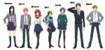  3boys 4girls gekkan_shoujo_nozaki-kun genderswap highres kashima_yuu komei mikoshiba_mikoto multiple_boys multiple_girls nozaki_umetarou sakura_chiyo school_uniform seo_yuzuki wakamatsu_hirotaka white_background 