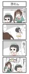  4koma chibi cigar comic eyepatch gaiko_kujin gloves goggles goggles_on_head hair_ribbon hat headgear highres kantai_collection kiso_(kantai_collection) lighter maru-yu_(kantai_collection) multiple_girls nagato_(kantai_collection) ribbon shimakaze_(kantai_collection) smoking swimsuit tone_(kantai_collection) twintails 