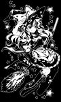  1girl bow broom hair_bow hand_over_face hat hat_bow kirisame_marisa long_hair monochrome sash socha solo star touhou witch_hat 