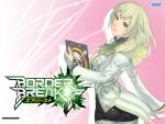  1girl border_break breasts fiona_(border_break) green_eyes green_hair highres long_hair skirt solo 