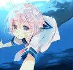  1girl ahoge hair_ornament i-58_(kantai_collection) kantai_collection looking_at_viewer mayachi_(amuriya) parted_lips pink_hair school_swimsuit school_uniform serafuku short_hair sketch solo submerged swimsuit swimsuit_under_clothes tagme 