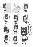  &gt;_&lt; /\/\/\ 1girl animal_ears black_eyes black_hair blanket cat_ears cat_girl cat_tail chibi closed_eyes crossed_arms crying futon grin jumping kohinata_sora looking_at_viewer nose_bubble o_o one_eye_closed open_mouth original pillow sitting sleeping smile smirk solo sweatdrop tail thumbs_up triangle_mouth wariza zzz 