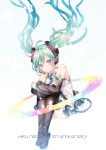  1girl boots character_name detached_sleeves floating_hair green_eyes green_hair hatsune_miku headset highres long_hair necktie sazanami_shione skirt smile solo thigh-highs thigh_boots twintails very_long_hair vocaloid 