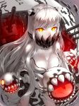  1girl breasts cannon cleavage glowing glowing_eyes kantai_collection kfr long_hair looking_at_viewer midway_hime pale_skin shinkaisei-kan solo white_hair yellow_eyes 
