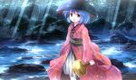  1girl :d blue_hair bowl_hat brown_eyes highres holding japanese_clothes kimono looking_at_viewer miracle_mallet open_mouth risutaru short_hair smile solo sukuna_shinmyoumaru tagme touhou 
