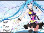  1girl 97713 blue_hair copyright_name hatsune_miku long_hair necktie open_mouth skirt solo tell_your_world_(vocaloid) thigh-highs twintails very_long_hair violet_eyes vocaloid 