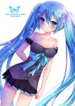  1girl 2014 blue_eyes blue_hair blush character_name dated dress happy_birthday hatsune_miku highres long_hair natsumii_chan smile solo twintails very_long_hair vocaloid white_background 