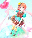  balloon blush dress gloves green_eyes hear hoshizora_rin long_hair love_live!_school_idol_project orange_hair smile wink 