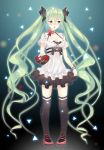  blush breasts candy cleavage green_eyes green_hair hatsune_miku heart-shaped_box highres long_hair twintails very_long_hair vocaloid 