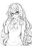  1girl glasses long_hair monochrome pcmaniac88 sketch solo tagme 