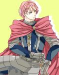  1boy armor cape gilthunder kuufuku looking_away nanatsu_no_taizai pink_hair short_hair sketch solo 