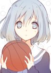  1girl :&lt; asuna_(0543) basketball blue_eyes blue_hair genderswap gradient_hair kuroko_no_basuke kuroko_tetsuya multicolored_hair school_uniform short_hair solo 