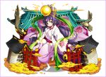  1girl amaterasu_(p&amp;d) amaterasu_(p&amp;d)_(cosplay) green_eyes highres japanese_clothes kimono love_live!_school_idol_project nanda_rone puzzle_&amp;_dragons scrunchie shawl shrine smile solo toujou_nozomi twintails 