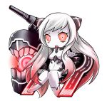  1girl airfield_hime chibi erusen_(des-arms) horns kantai_collection long_hair looking_at_viewer machinery navel open_mouth red_eyes shinkaisei-kan solo tagme turret white_hair white_skin 