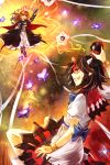  2girls battle cape danmaku doll dress hijiri_byakuren horns impossible_spell_card kijin_seija kozuki_kai long_hair multicolored_hair multiple_girls pointy_ears red_eyes short_hair sorcerer&#039;s_sutra_scroll sweat touhou 