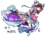  1girl artist_request blue_eyes braids brown_hair flower lotus personification personified_map solo tagme water 