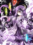  1girl :/ alternate_costume alternate_hair_color black_hair crescent crystal highres hood long_hair looking_at_viewer patchouli_knowledge shigureru sketch tagme touhou violet_eyes 