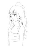  1girl bare_shoulders bust camisole close-up long_hair monochrome original shimura_takako sideways simple_background solo white_background 
