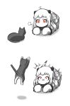  /\/\/\ 1girl ahoge all_fours cat horns jason7410 kantai_collection mittens northern_ocean_hime pale_skin red_eyes shinkaisei-kan solo surprised sweatdrop white_hair 