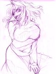  1girl :p arcueid_brunestud breast_hold breasts fangs huge_breasts melty_blood messy_hair miton_(caramel_choco) short_hair sketch skirt solo sweater tongue tongue_out tsukihime turtleneck warcueid 