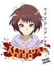  1girl absurdres aldnoah.zero character_name copyright_name highres hoodie looking_at_viewer norman_maggot rayet_areash redhead short_hair signature violet_eyes white_background 
