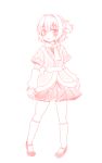  1girl arm_warmers blush gomi_(gomitin) kneehighs mary_janes miniskirt mizuhashi_parsee pigeon-toed pointy_ears ponytail robe shoes short_hair sketch skirt socks solo touhou 