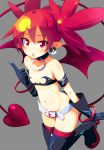  1girl armband bandeau belt boots bracelet chestnut_mouth collar demon_tail demon_wings disgaea earrings etna flat_chest gloves highres jewelry mound_of_venus pointy_ears red_eyes redhead skull solo sw tail thigh-highs thigh_boots twintails wings 