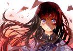  1girl akemi_homura black_hair crying crying_with_eyes_open hairband long_hair looking_at_viewer magical_girl mahou_shoujo_madoka_magica simple_background solo tears violet_eyes 