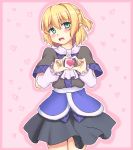 1girl arm_warmers blonde_hair blush embarrassed gomi_(gomitin) green_eyes heart heart_hands mizuhashi_parsee pointy_ears ponytail robe scarf short_hair skirt solo touhou 