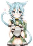  1girl animal_ears blue_eyes blue_hair breastplate cat_ears chima_(fusigiko) shinon_(sao-alo) short_hair sword_art_online tail 