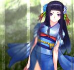  black_eyes black_hair japanese_clothes kimono long_hair obi original sakamoto_mineji sash smile water 