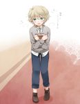  1boy aldnoah.zero blush brown_hair full_body green_eyes highres jakey looking_at_viewer male no_pupils open_mouth pigeon-toed short_hair slaine_troyard solo standing translation_request 