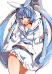  1girl blue_eyes blue_hair hairband long_hair mataichi_matarou nipa-ko ole_tower shirt smile solo twintails ultimate_nipper 
