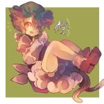  1girl animal_ears brown_eyes brown_hair cat_ears cat_tail cha_goma character_name chen earrings hat highres jewelry open_mouth short_hair solo tail touhou 