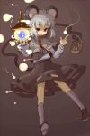 basket capelet glowing grey_hair jeweled_pagoda jewelry kingin looking_at_viewer mouse mouse_ears mouse_tail nazrin pendant pointing red_eyes short_hair tail touhou 