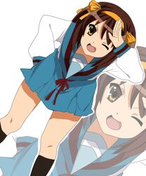  brown_hair orange_eyes school_uniform serafuku sham_fu solo suzumiya_haruhi suzumiya_haruhi_no_yuuutsu 